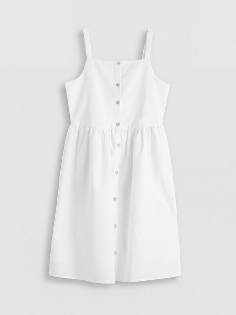LCW Kids Kare Yaka Askılı Kız Çocuk Poplin Elbise - S6MA84Z4-Q6K