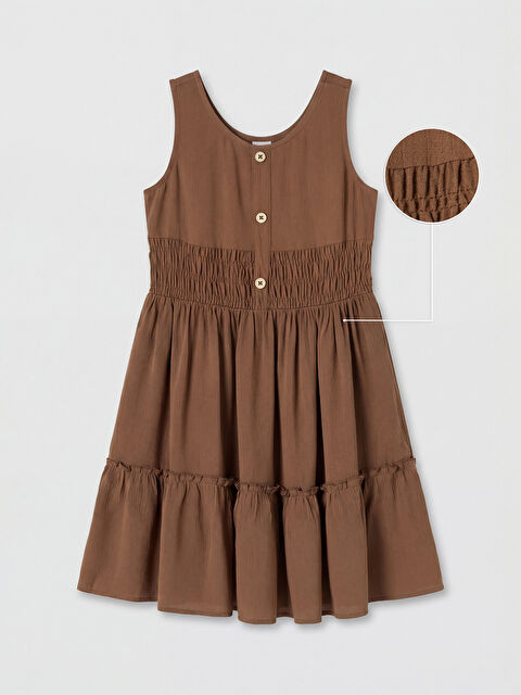 LCW Kids Bisiklet Yaka Kız Çocuk Katlı Elbise