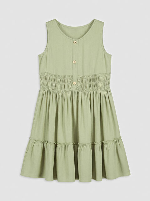 LCW Kids Bisiklet Yaka Kız Çocuk Katlı Elbise