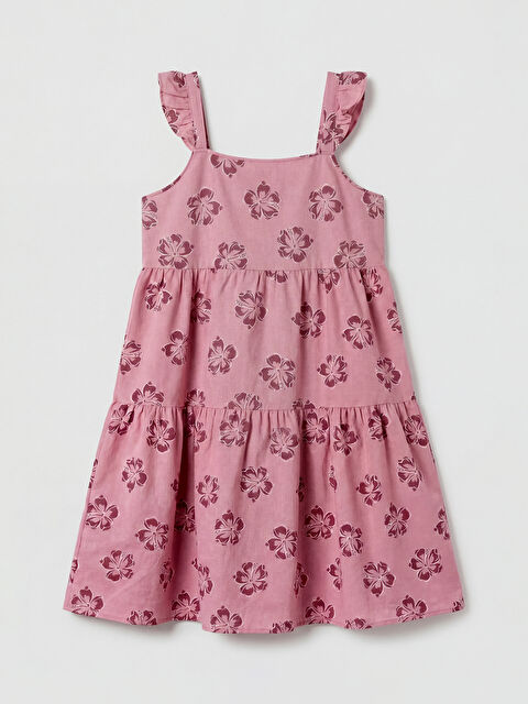LCW Kids Kare Yaka Çiçekli Kız Çocuk Elbise