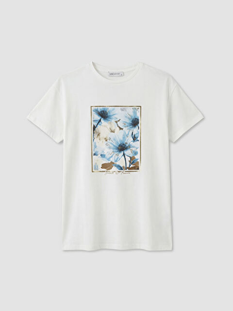 LCW EVERYDAY Bisiklet Yaka Baskılı Kadın Tişört