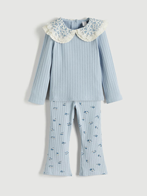 LCW Kids Çiçek Desenli Kız Çocuk Bluz ve Tayt - S6MB24Z1-FFH