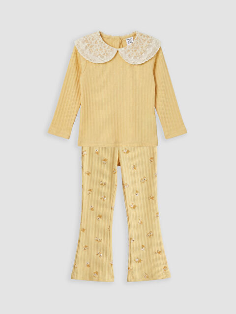 LCW Kids Çiçek Desenli Kız Çocuk Bluz ve Tayt	 - S6MB24Z1-FUN