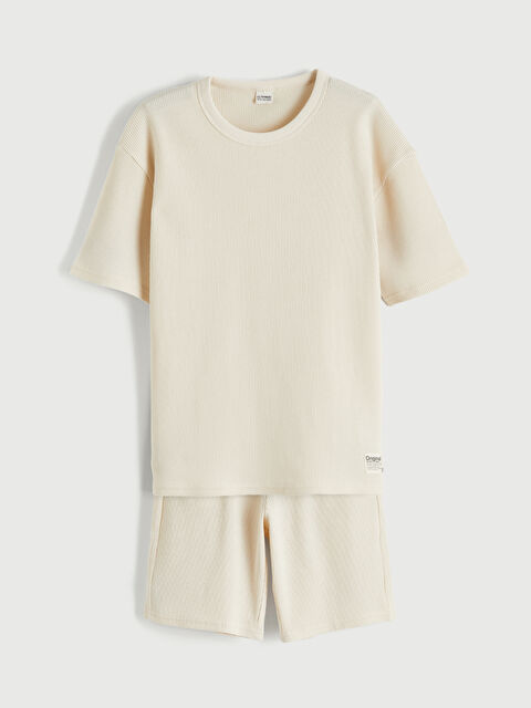 LCW Kids Boys' Textured T-Shirt and Shorts - S6MC13Z4-FT0