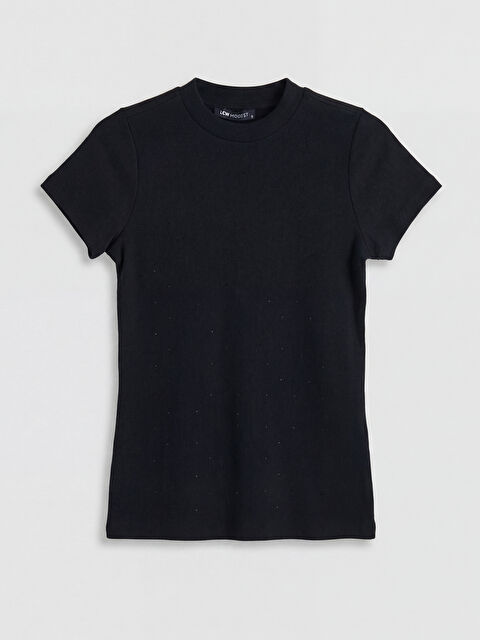 LCW Modest Bisiklet Yaka Taşlı Kadın Tişört - S6MC15Z8-CVL