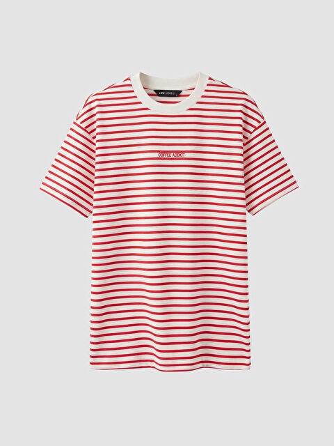 LCW Modest Bisiklet Yaka Çizgili Kadın Tişört - S6MC33Z8-E48