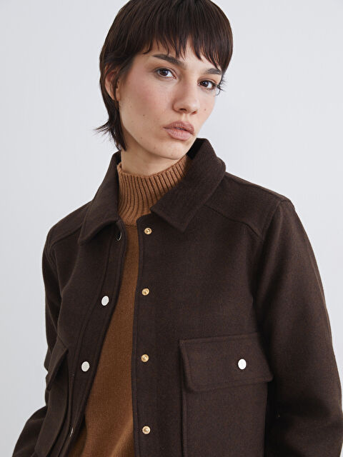 LCW Vision Gömlek Yaka Kadın Kaşe Ceket - S6MC37Z8-D2N