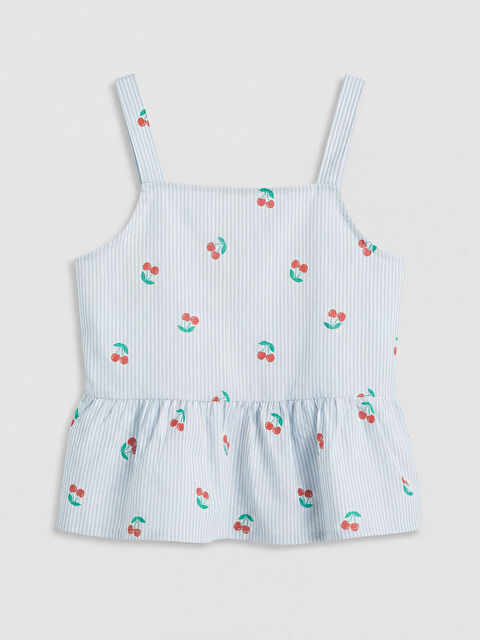 LCW Kids بلوزة بنات بياقة مربعة بنقشة الكرز