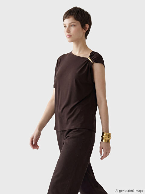 Soulife Metal Aplikeli Büzgülü Bluz