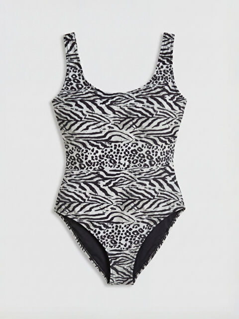 Soulife U Yaka Zebra Desenli Kadın Mayo