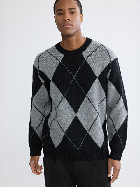 XSIDE Baklava Desenli Triko Erkek Kazak - S6MC58Z8-VX9