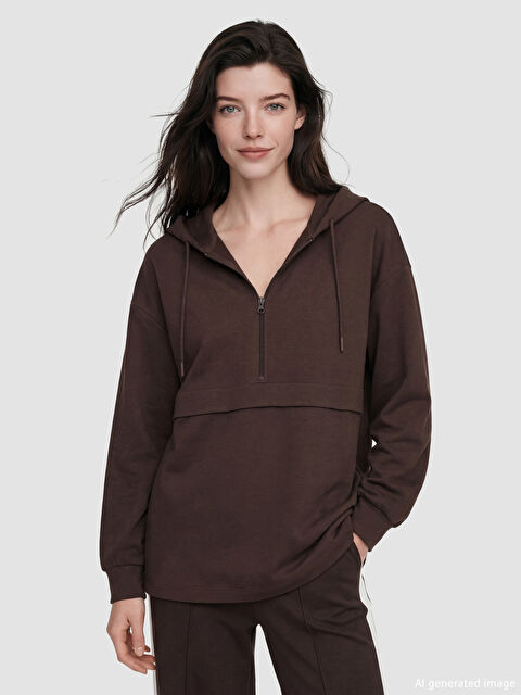 LCW Comfort Kapüşonlu Soft Touch Kadın Sweatshirt - S6MC78Z8-HMK