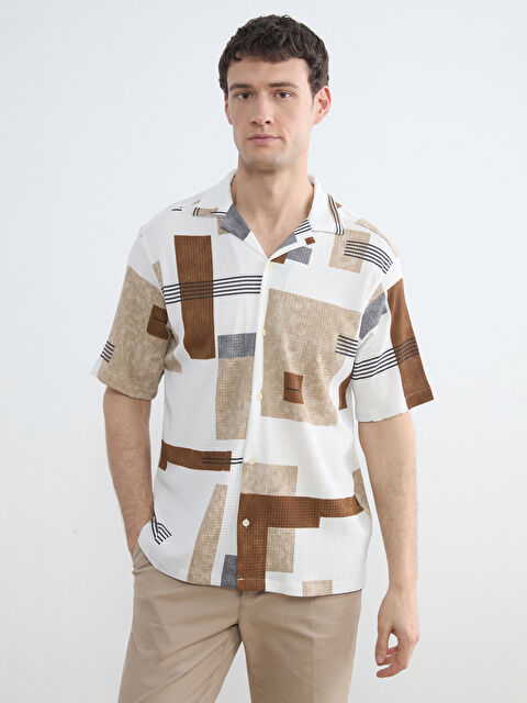LCW Vision Regular Fit Geometrik Desenli Erkek Gömlek - S6MC84Z8-Y0T