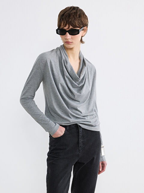 Soulife Dökümlü Yaka Bluz - S6MD08Z8-CT3