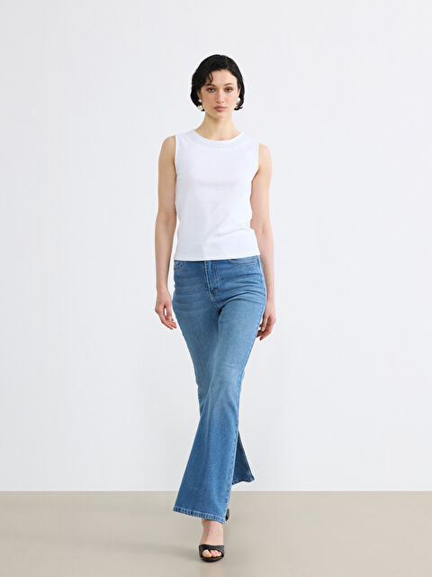 Soulife Yüksek Bel Flare Kadın Jean Pantolon - S6MD14Z8-GEZ