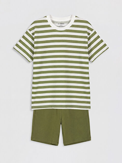 LCW Kids Çizgili Erkek Çocuk Şortlu Takım