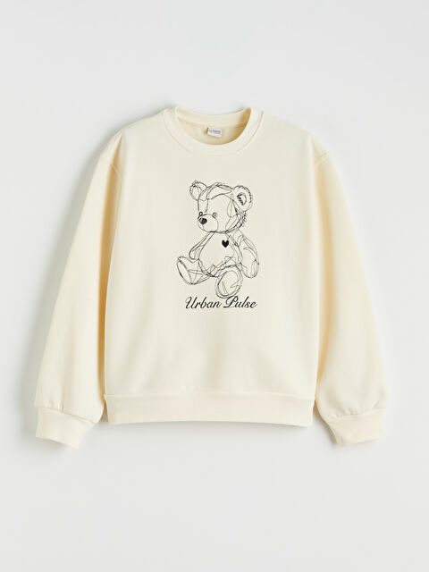 LCW Kids Baskılı Kız Çocuk Kalın Sweatshirt - S6MD94Z4-FES