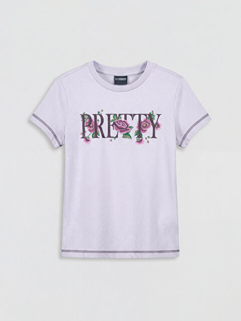 LCW ECO Bisiklet Yaka Baskılı Kız Çocuk Tişört - S6ME19Z4-G7S