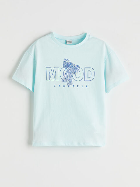 LC WAIKIKI Bisiklet Yaka Slogan Baskılı Kız Çocuk Tişört - S6ME25Z4-FQH