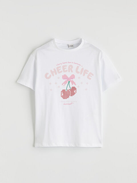 LC WAIKIKI Bisiklet Yaka Kısa Kollu Baskılı Kız Çocuk Tişört - S6ME25Z4-ZUY