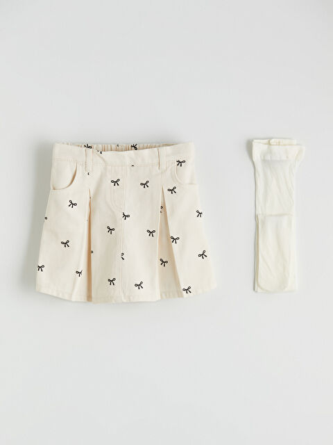 LCW Kids Beli Lastikli Kız Çocuk Şort Etek ve Külotlu Çorap - S6ME35Z1-LRA