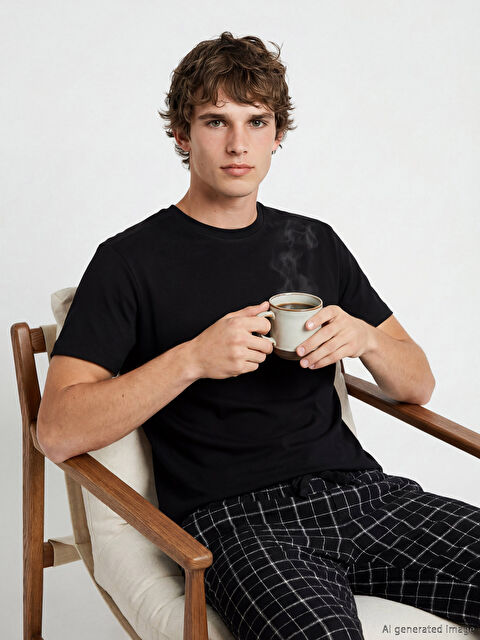 LC WAIKIKI Bisiklet Yaka Erkek Pijama Üst