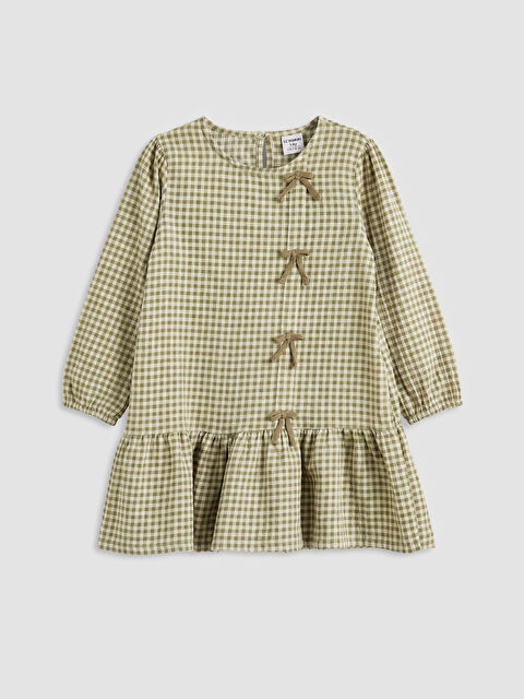 LCW Kids Fiyonk Detaylı Kareli Kız Çocuk Elbise - S6ME65Z1-LRR