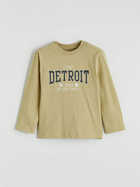LCW Kids Bisiklet Yaka Detroit Baskılı Erkek Çocuk Tişört - S6ME76Z1-FHW