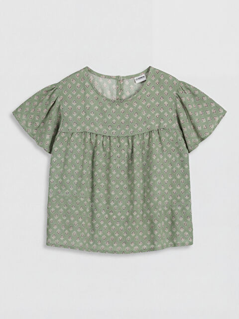 LCW Kids Bisiklet Yaka Desenli Kız Çocuk Bluz - S6MF12Z4-LRR