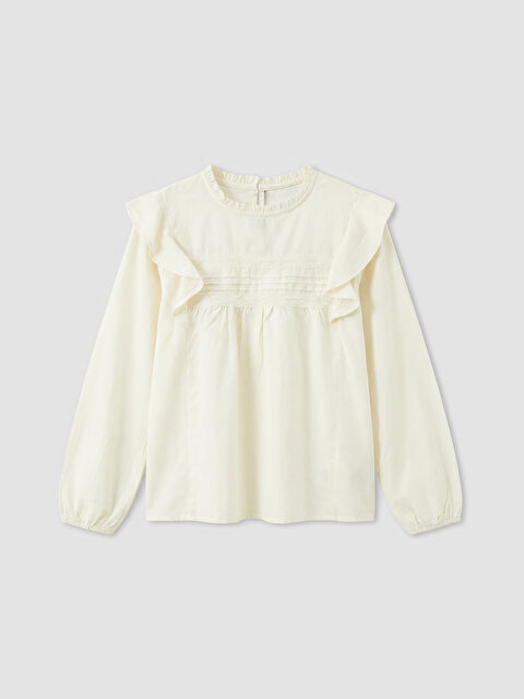 LCW Kids Fırfır Detaylı Bisiklet Yaka Kız Çocuk Bluz - S6MF13Z4-FDW