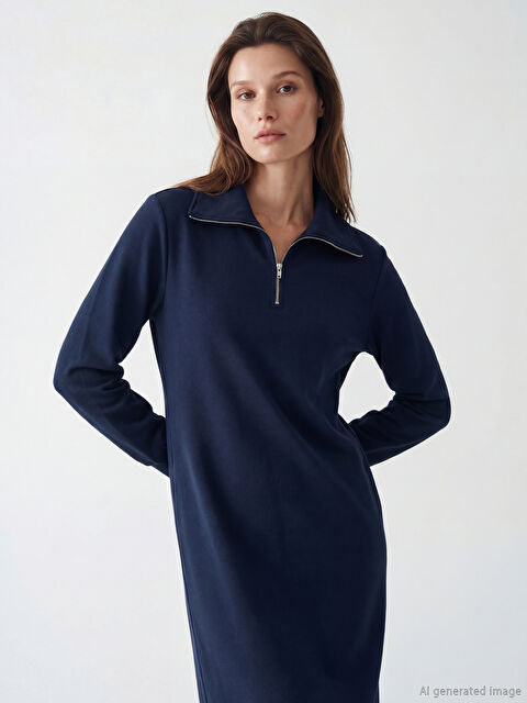 LCW Modest Polo Yaka Kadın Sweatshirt Elbise - S6MF29Z8-ZZU