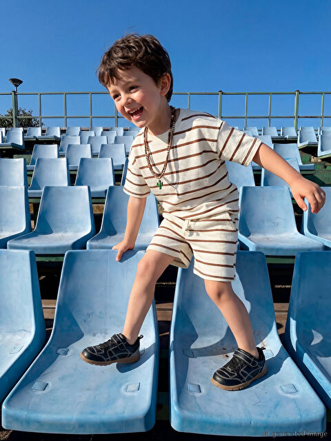 LCW Kids Çizgili Erkek Çocuk Şortlu Takım