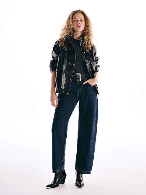 LCW Jeans Beli Kemerli Baggy Fit Kadın Jean Pantolon