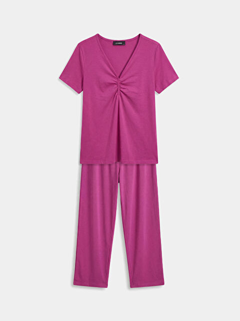 LCW DREAM Woman PURPLE Capri Pyjamas Set - S6MF65Z8-H8T