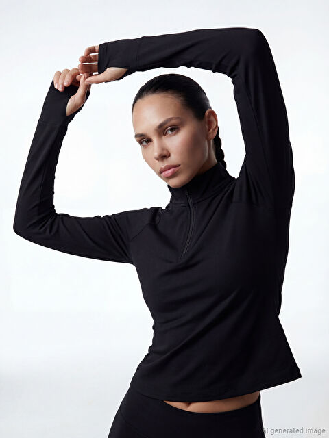 KOOR SPORT Dik Yaka Parmak Geçmeli Kadın Spor Body - S6MH49Z8-CVL