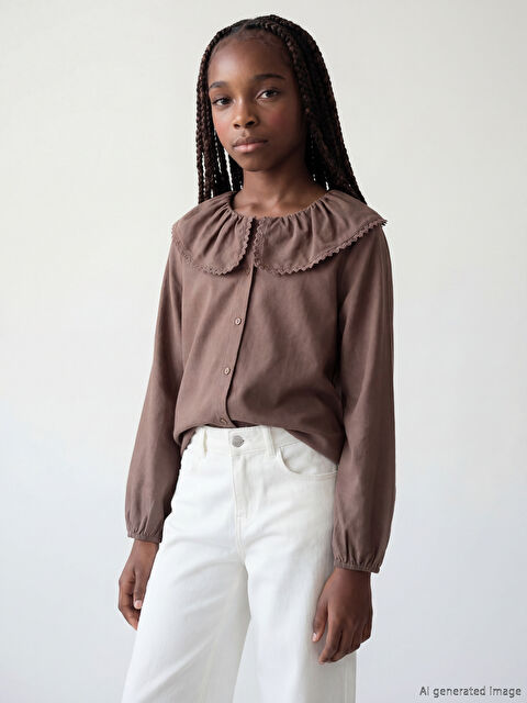 LCW Kids Fisto Detaylı Bebe Yaka Kız Çocuk Gömlek