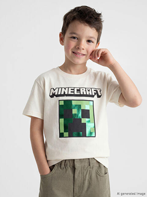 LCW Kids Minecraft Baskılı Erkek Çocuk Tişört