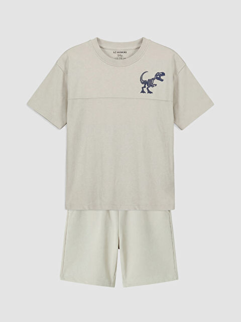 LCW Kids Dinozor Baskılı Erkek Çocuk Tişört ve Şort Takım