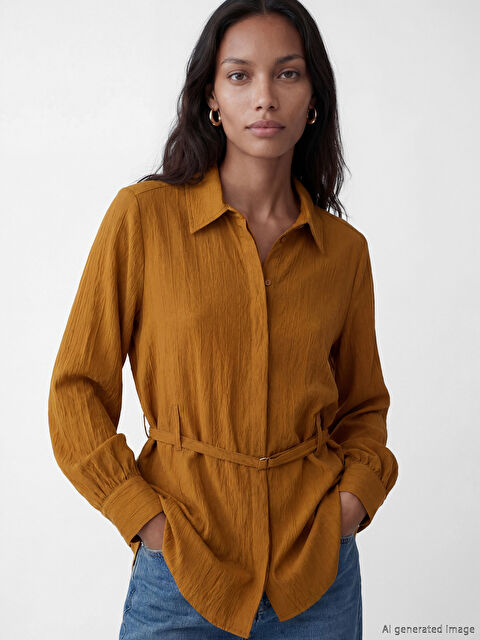 LCW EVERYDAY Kemerli Oversize Armürlü Kadın Gömlek Tunik - S6MI27Z8-H2M