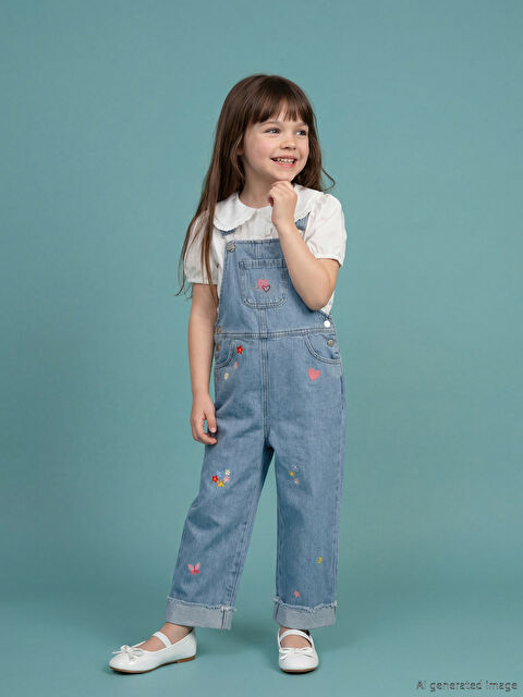 LCW Kids Nakışlı Kız Çocuk Jean Salpet - S6MI56Z1-507