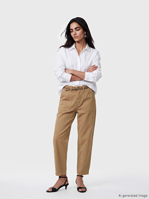 LCW Jeans Beli Kemerli Carrot Fit Kadın Jean Pantolon - S6MI59Z8-2OX