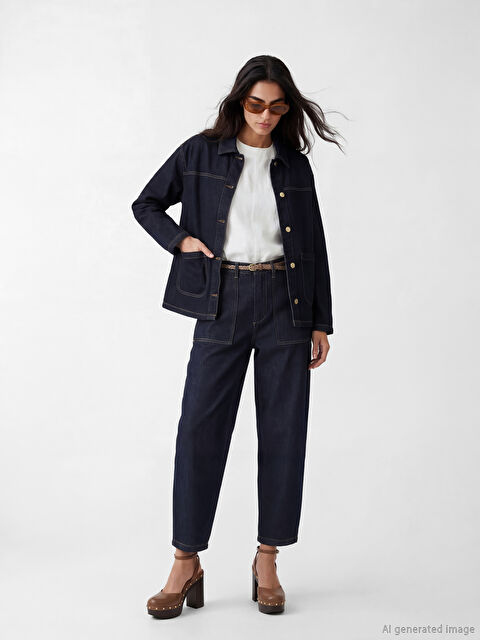 LCW Jeans Beli Kemerli Carrot Fit Kadın Jean Pantolon - S6MI61Z8-507