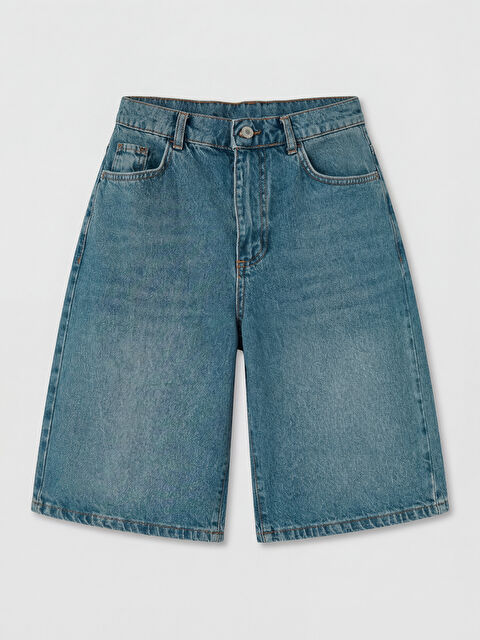 LCW Jeans Yüksek Bel Bermuda Fit Kadın Jean Şortolon