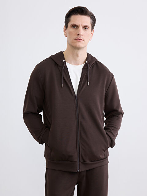 LCWAIKIKI Classic Kapüşonlu Erkek Soft Touch Fermuarlı Sweatshirt