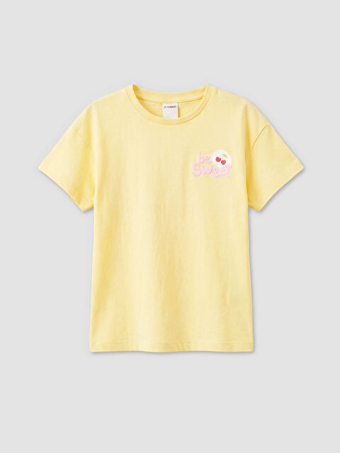 LCW Kids Bisiklet Yaka Baskılı Kız Çocuk Tişört - S6MJ89Z1-FTH