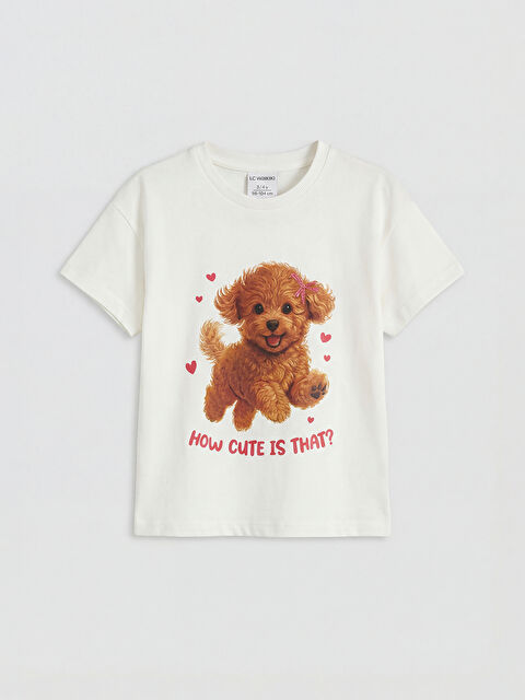 LCW Kids Bisiklet Yaka Baskılı Kız Çocuk Tişört - S6MJ90Z1-R9J