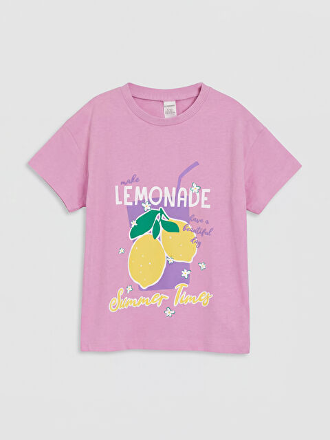 LCW Kids Bisiklet Yaka Baskılı Kız Çocuk Tişört