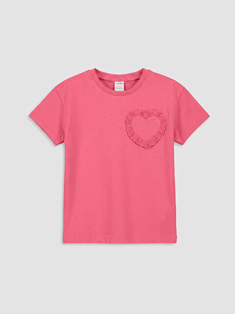 LCW baby Bisiklet Yaka Nakışlı Kız Çocuk Tişört - S6MJ91Z1-GZ6