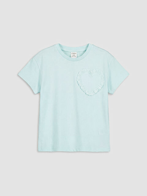 LCW Kids Bisiklet Yaka Nakışlı Kız Çocuk Tişört	 - S6MJ91Z1-QWW