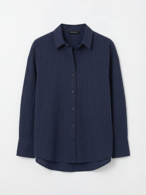 LCW Vision Çizgili Oversize Kadın Gömlek - S6MK13Z8-CUJ